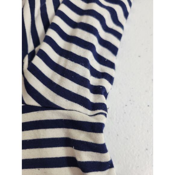 Chico's Casual Top Navy Blue White Striped Roll Tab Sleeve Women's Size 2XL - Picture 8 of 9